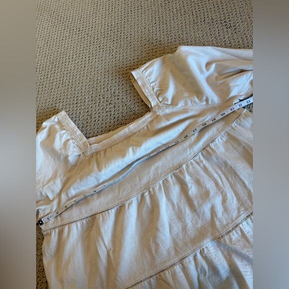 Old Navy Women Square Neck Longsleeve Cream Top Size Large Tiered Cotton Spring - Picture 7 of 8